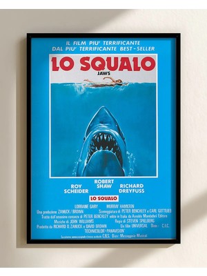Jaws Lo Squalo Italyan Klasik Film Çerçeveli Tablo Film Poster Sinema Salon Duvar Dekoru Hediye