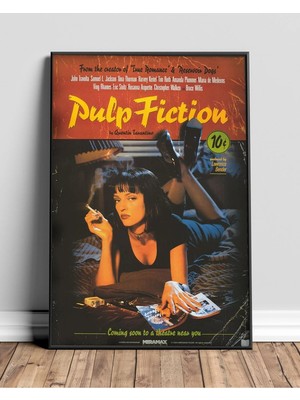Pulp Fiction Klasik Film Retro Çerçeveli Tablo Film Poster Sinema Salon Duvar Dekoru Hediye