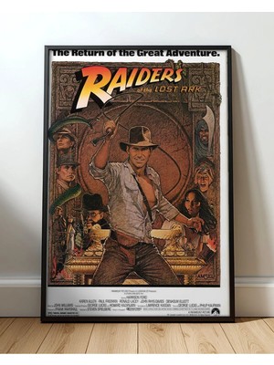 Indiana Jones Raiders Of The Lost Ark Klasik Film Çerçeveli Tablo Film Poster Sinema Salon Duvar