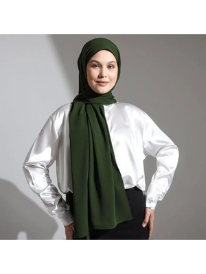Berel Moda Mısır Ipeği Tesettür Şal Zümrüt Yeşili Dökümlü Ütü Gerektirmeyen 75X220