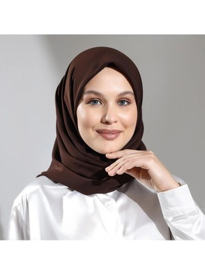Berel Moda Mısır Ipeği Tesettür Şal Acı Kahve Kare Eşarp Dökümlü Ütü Gerektirmeyen 120X120