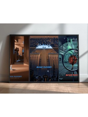 Blade Runner Bilim Kurgu Yatay Film Çerçeveli Tablo Film Poster Sinema Salon Duvar Dekoru Hediye