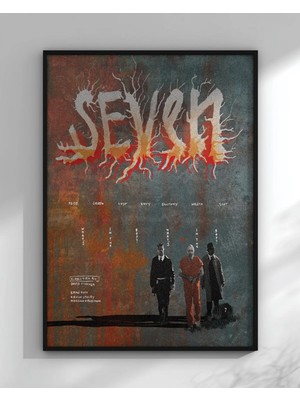 Seven Yedi Film Gerilim Çerçeveli Tablo Film Poster Sinema Salon Duvar Dekoru Hediye