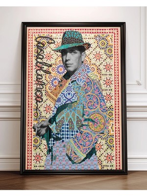 Casablanca Humphrey Bogart Klasik Film Çerçeveli Tablo Film Poster Sinema Salon Duvar Dekoru Hediye