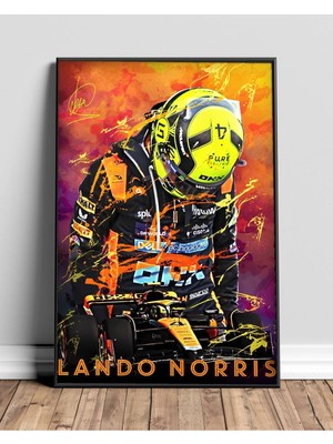 Lando Norris Mclaren Turuncu Sanatsal Çerçeveli Tablo Poster Formula 1 Duvar Dekoru Hediye