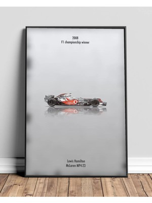 Lewis Hamilton 2008 Şampiyon Mclaren Çerçeveli Tablo Poster Formula 1 Duvar Dekoru Hediye