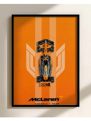 Mclaren Turuncu Araç Üstten Çerçeveli Tablo Poster Formula 1 Duvar Dekoru Hediye