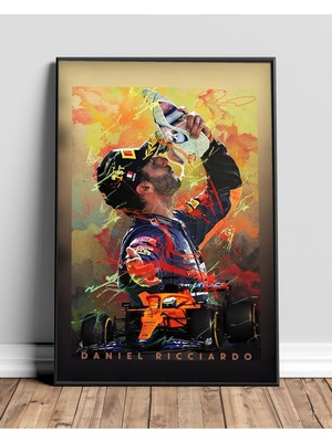 Daniel Ricciardo Mclaren Sanatsal Çerçeveli Tablo Poster Formula 1 Duvar Dekoru Hediye