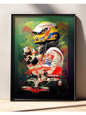 Lewis Hamilton Mclaren Vodafone Çerçeveli Tablo Poster Formula 1 Duvar Dekoru Hediye