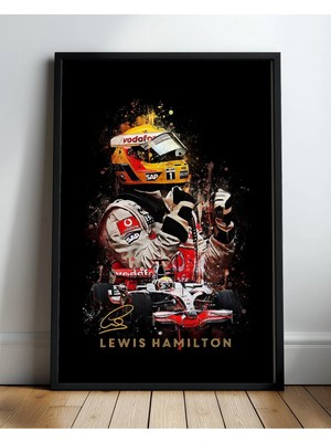 Lewis Hamilton Mclaren Sanatsal Çerçeveli Tablo Poster Formula 1 Duvar Dekoru Hediye