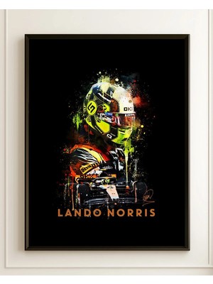 Lando Norris Mclaren Neon Sanatsal Çerçeveli Tablo Poster Formula 1 Duvar Dekoru Hediye