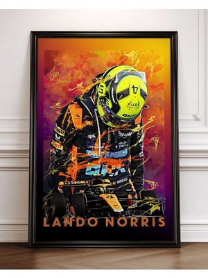 Lando Norris Mclaren Renkli Portre Çerçeveli Tablo Poster Formula 1 Duvar Dekoru Hediye