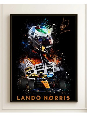 Lando Norris Mclaren Sanatsal Çerçeveli Tablo Poster Formula 1 Duvar Dekoru Hediye