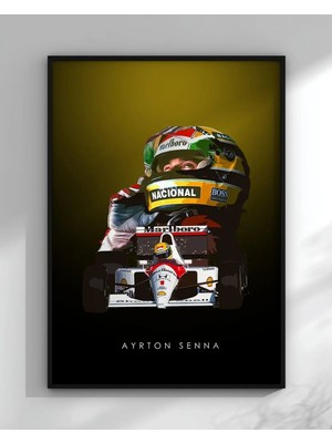 Ayrton Senna Mclaren Çerçeveli Tablo Poster Formula 1 Duvar Dekoru Hediye