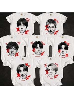Bts K-Pop Bangtan Boys Rm Jin Suga J-Hope Jimin V Jungkook Vintage Portrait Black Unisex T-Shirt