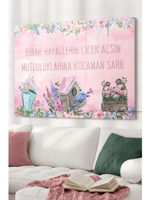 Esranın Dünyası Motto Söz Mutluluk Hayaller | Kelimeler Temalı Cam Tablo | 50X70 cm