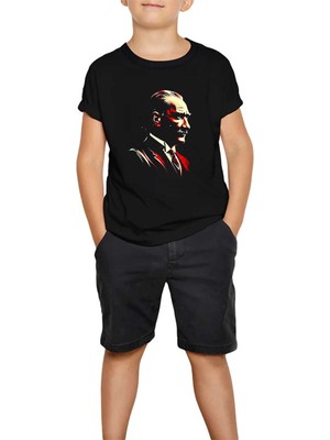 Z zepplin Atatürk Portresi Siyah Çocuk Tişört