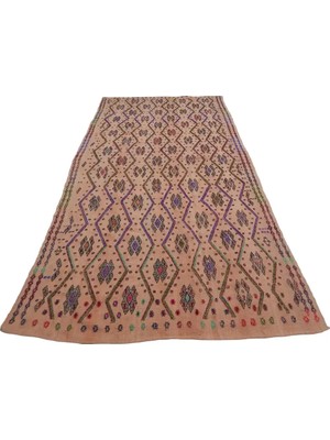 Etnik Bulvar Yün Bej El Dokuması Kilim 153 x 287 cm