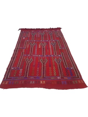 Etnik Bulvar Yün Kırmızı El Dokuması Kilim 172 x 248 cm