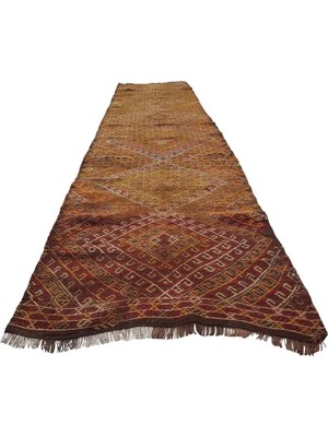 Etnik Bulvar Yün Sarı El Dokuması Kilim 71 x 266 cm