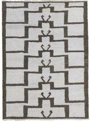 Etnik Bulvar Yün Beyaz El Dokuması Halı 132 x 190 cm