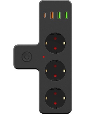 Royaleks Vothoon Ftr-12 Termal Akım Korumalı Isıya Dayanıklı 3’lü Priz 3x USB 1x Type-C