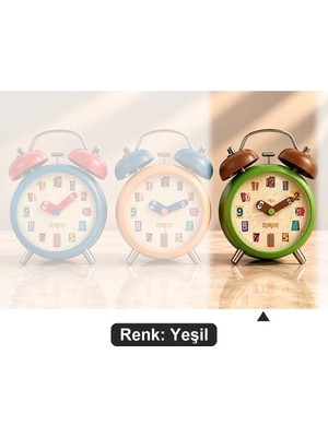 Hediye Fikri Metal Çift Zilli Renkli Rakamlı Çocuk Çalar Saati 15 x 11 cm