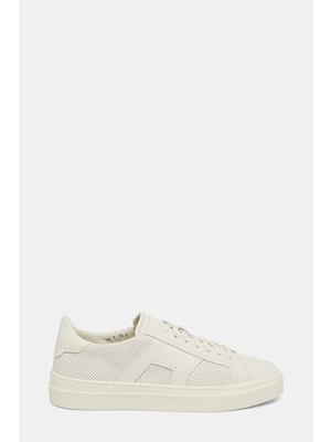 Santoni Santonı Ekru Bağcıklı Deri Sneaker Ayakkabı