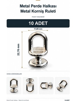 İzen 10 Adet - Metal Perde Halkası - Metal Korniş Ruleti