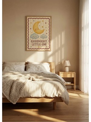 Good Night Little One Ay ve Bulut Ahşap Çerçeveli Mdf Tablo Poster Bebek Odası Duvar Dekoru Hediye