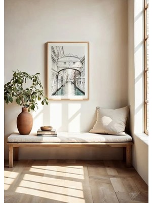 Venedik Iç Çekişler Köprüsü Ahşap Çerçeveli Mdf Tablo Poster Salon Duvar Dekoru Hediye