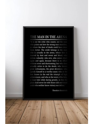 The Man In The Arena Roosevelt Arenadaki Adam Sözü No 4 Çerçeveli Mdf Tablo Poster Ofis Hediye