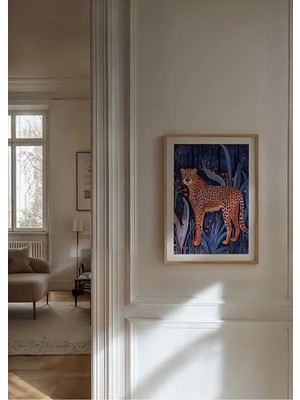 Orman Zarafeti Leopar Ahşap Çerçeveli Mdf Tablo Poster Salon Duvar Dekoru Hediye