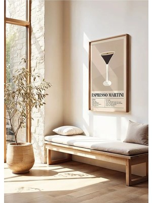 Espresso Martini Kokteyl Ahşap Çerçeveli Mdf Tablo Poster Mutfak Duvar Dekoru Hediye