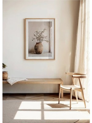 Boho Saksı Çiçek No1 Ahşap Çerçeveli Mdf Tablo Poster Salon Duvar Dekoru Hediye