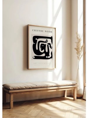 Chiffre Noire No2 Soyut Ahşap Çerçeveli Mdf Tablo Poster Salon Duvar Dekoru Hediye