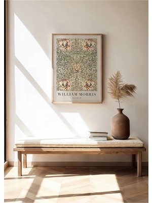 William Morris Hanımeli 1876 Desen Ahşap Çerçeveli Mdf Tablo Poster Salon Duvar Dekoru Hediye