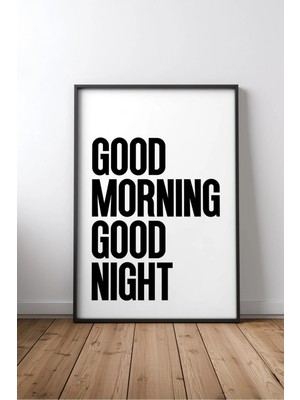 Good Morning Good Night Yatak Odası Yazılı No 2 Çerçeveli Mdf Tablo Poster Yatak Odası Hediye