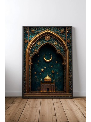 Cami ve Islam Mimarisi No 7 Çerçeveli Mdf Tablo Poster Salon Duvar Dekoru Hediye