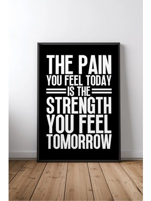 Strength Spor Motivasyon Yazılı No 5 Çerçeveli Mdf Tablo Poster Spor Salonu Duvar Dekoru Hediye