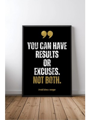 Results Or Excuses Ingilizce Motivasyon Sözü Çerçeveli Mdf Tablo Poster Ofis Duvar Dekoru Hediye
