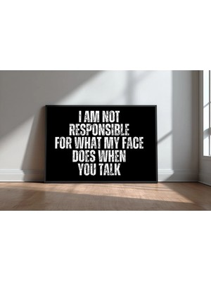 Funny Face Komik Ingilizce Yazılı No 1 Çerçeveli Mdf Tablo Poster Salon Duvar Dekoru Hediye