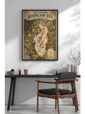 Vintage Orman Çay Partisi Çerçeveli Mdf Tablo Poster Salon Duvar Dekoru Hediye
