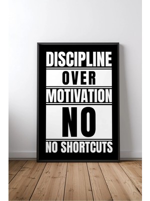 Discipline Over Motivation Ingilizce Motivasyon Sözü No 2 Çerçeveli Mdf Tablo Poster Ofis Hediye