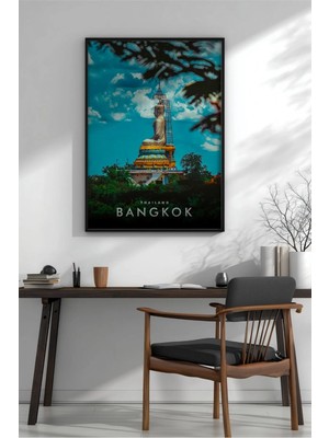 Bangkok Simge Yapı No 2 Çerçeveli Mdf Tablo Poster Salon Duvar Dekoru Hediye