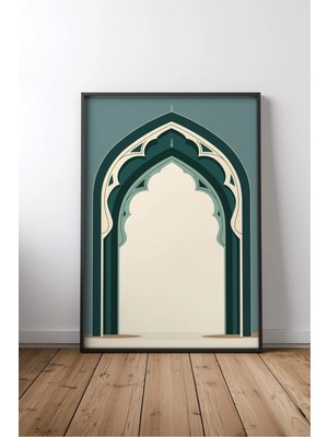 Cami ve Islam Mimarisi No 2 Çerçeveli Mdf Tablo Poster Salon Duvar Dekoru Hediye
