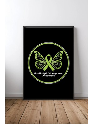 Non-Hodgkin's Lymphoma Awareness Ribbon Farkındalık Yazılı Çerçeveli Mdf Tablo Poster Salon Hediye