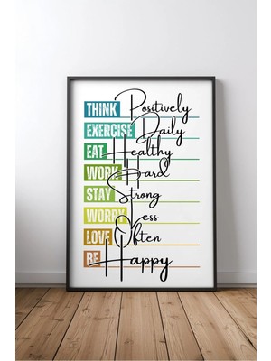 Positive Lifestyle Ingilizce Motivasyon Sözü No 1 Çerçeveli Mdf Tablo Poster Ofis Hediye