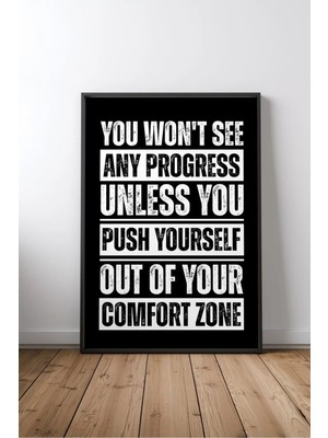 Comfort Zone Ingilizce Motivasyon Sözü No 1 Çerçeveli Mdf Tablo Poster Ofis Duvar Dekoru Hediye