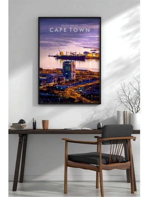 Cape Town Güney Afrika No 9 Çerçeveli Mdf Tablo Poster Salon Duvar Dekoru Hediye